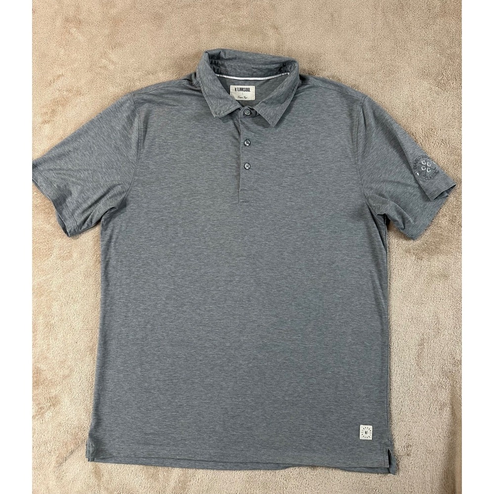 Linksoul Tempus Fugit Polo Shirt Mens L Gray Diablo Vista short sleeve EUC